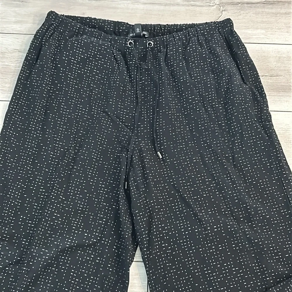 Eileen Fisher Morse code wide leg tencel pull on draw string pants size medium